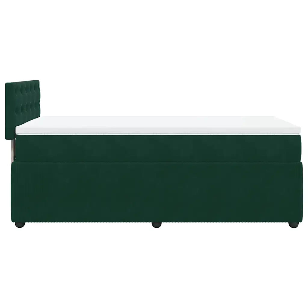 Giroletto a Molle con Materasso Verde Scuro 80x200 cm Velluto