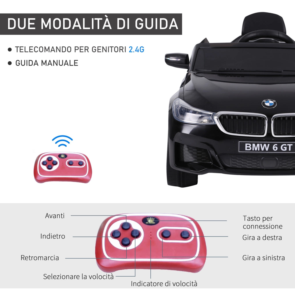 Macchina Bambini Telecomandata 6V ¨C zephmum ¨C 106x64x51 cm Nero con LED e Musica
