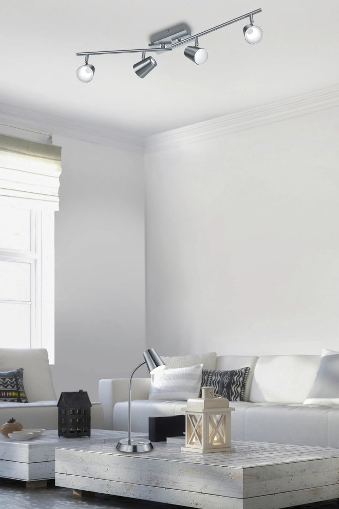 Lampada tavolo da Interno a LED in Metallo Nickel Opaco