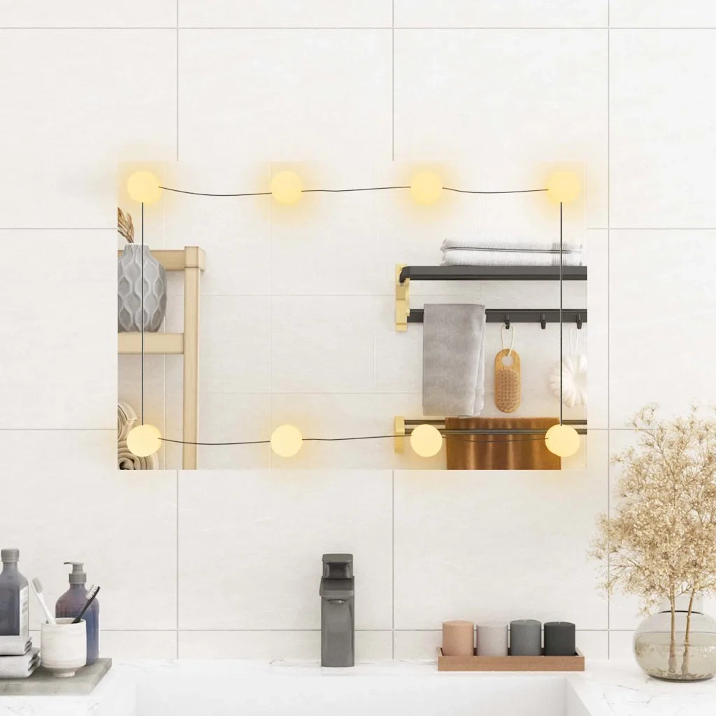 Specchio da Parete con Luci LED-Specchio a Muro-Specchio Decorativo 40x60 cm Vetro Rettangolare