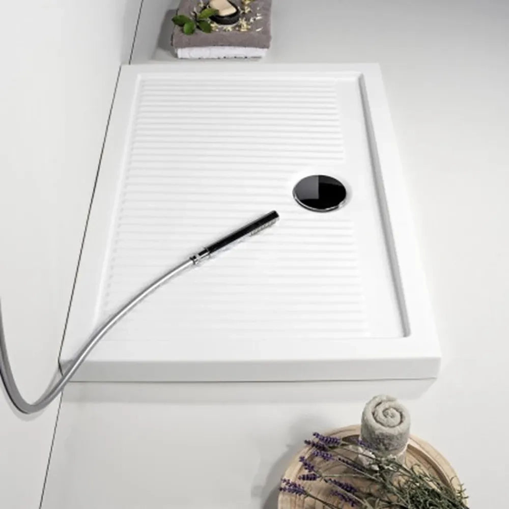 Azzurra ceramica piatto doccia 80x100xh6,5cm bianco lucido design anti-scivolo | Ferdy