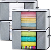 Set di 4 Scatole di Archiviazione Flessibili con Coperchio - Maniglia e Cerniera Rafforzata - Organizzatore per Abbigliamento per l'Archiviazione di Biancheria, Cuscini e Abiti - 60 x 40 x 35 cm
