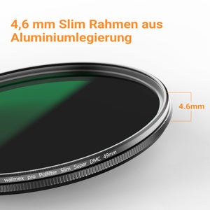 Filtro polarizzatore circolare Slim Super DMC 62 mm, rivestimento a 18 strati, CPL con montatura slim 4,6 mm, per obiettivo macchina fotografica, riduce i riflessi e intensifica i colori