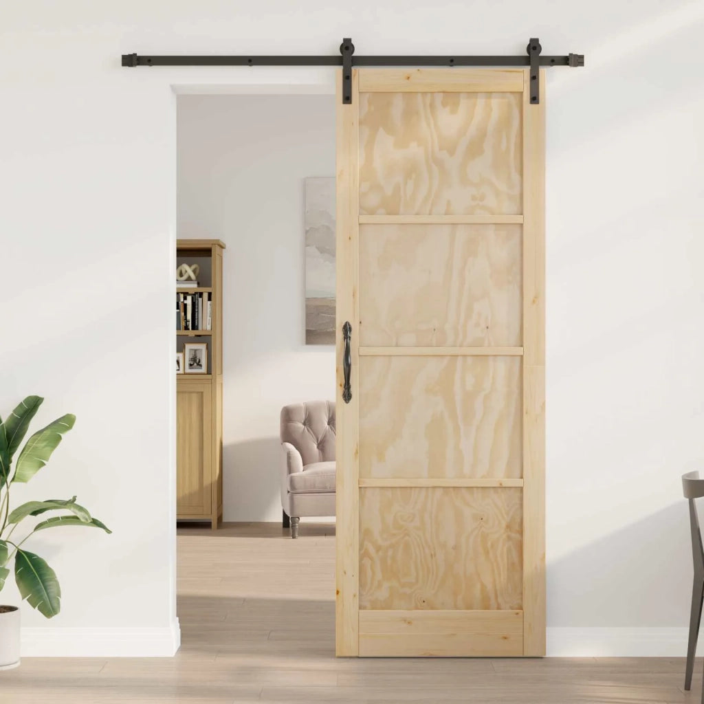 Porta scorrevole Naturale e Nero 83 x 232 cm 3445400