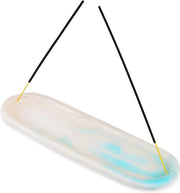 Vaso di incenso con raccoglitore di cenere - Accessori per meditazione e yoga - Spirituale per casa ufficio spa hotel - Regalo per il profumo - Bianco e cielo azzurro - 25 cm