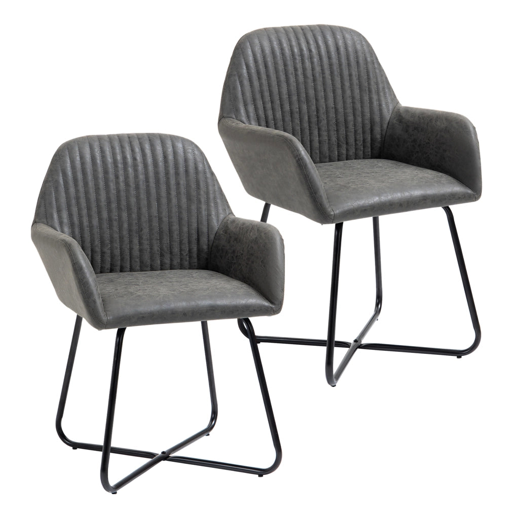 Set 2 Sedie Imbottite in Similpelle Grigia per Pranzo ¨C zephmum ¨C 60x56.5x85