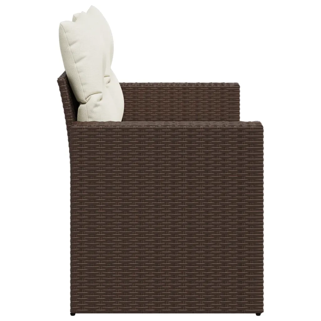 Divano da Giardino a 2 Posti con Cuscini-Sofa da Giardino-Divano da esterno in Polyrattan Marrone 853207