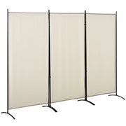 Paravento Separé da Interno a 3 Pannelli Pieghevole 253x50x182 cm in Metallo e Poliestere Beige