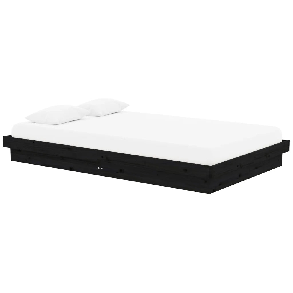 Letto matrimoniale | Letto per adulti | Giroletto Nero in Legno Massello 120x200 cm