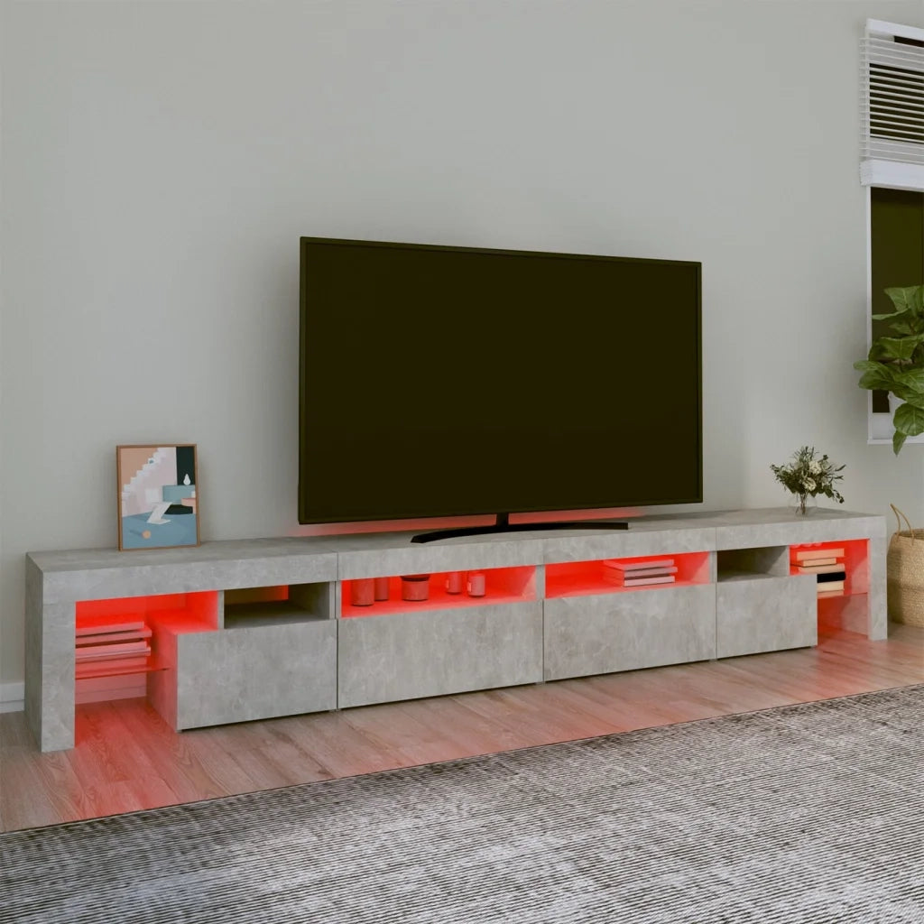 Mobile TV | Armadietto TV | Mobile Porta TV con Luci LED Grigio Cemento 260x36,5x40 cm
