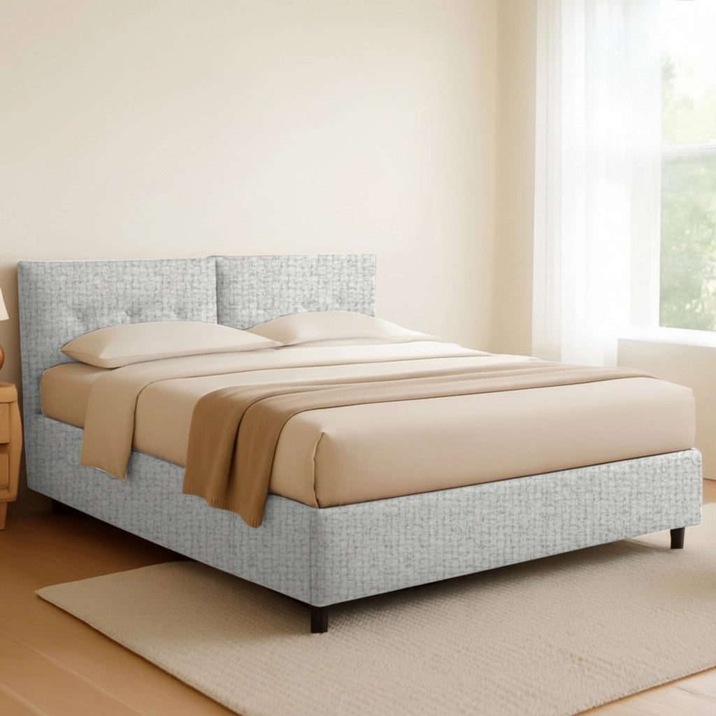 Derby, Letto Matrimoniale Sfoderabile Made in Italy, Grigio Chiaro