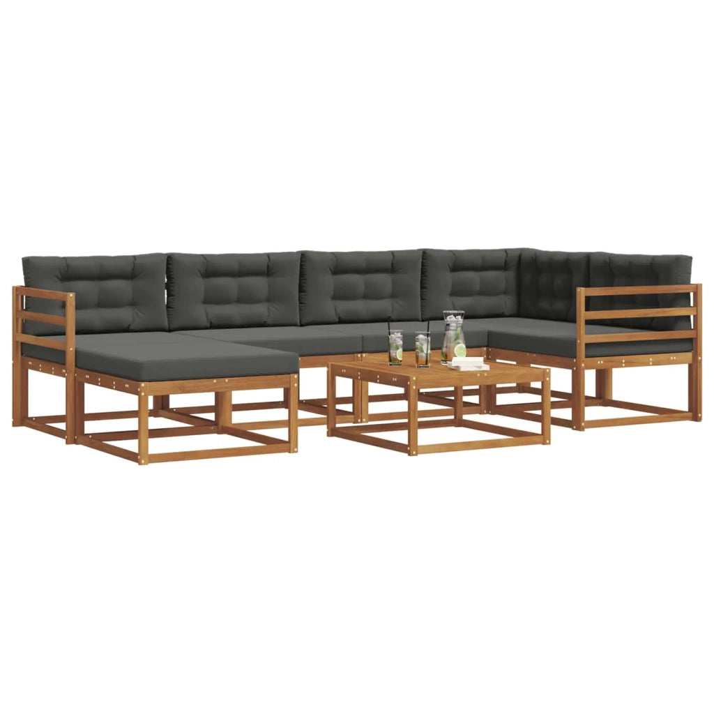Set di divani da esterno con cuscino 7 pcs Naturale e Antracite 3367845