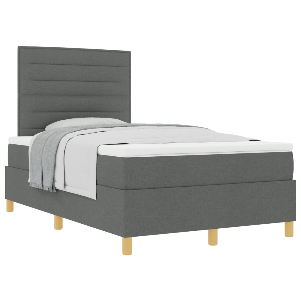 Letto a molle e materasso grigio scuro 120x200 cm in tessuto