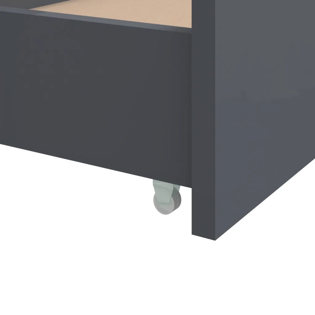 Letto da camera | Giroletto Cassetti Grigio Scuro Legno Massello di Pino 90x200cm