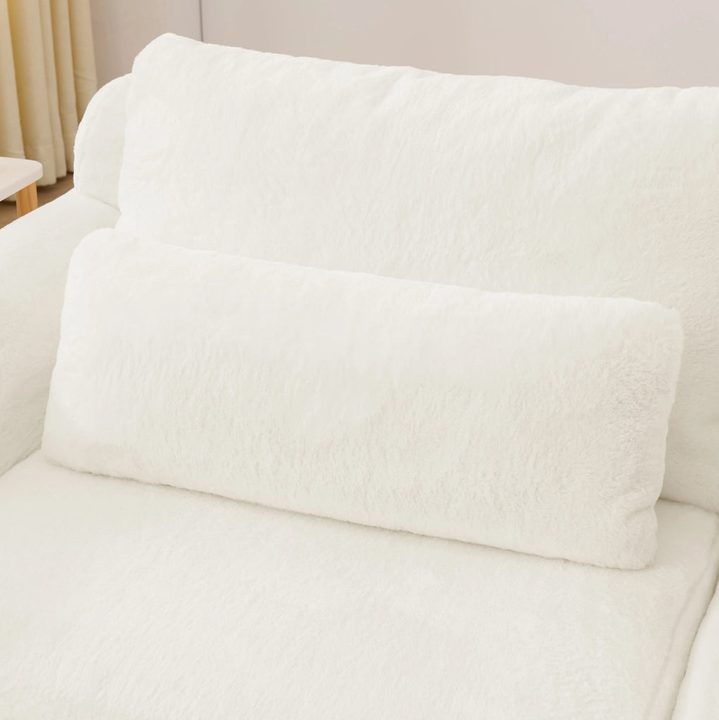Divano a 2 posti con ricarica USB e tasca laterale in foam beige