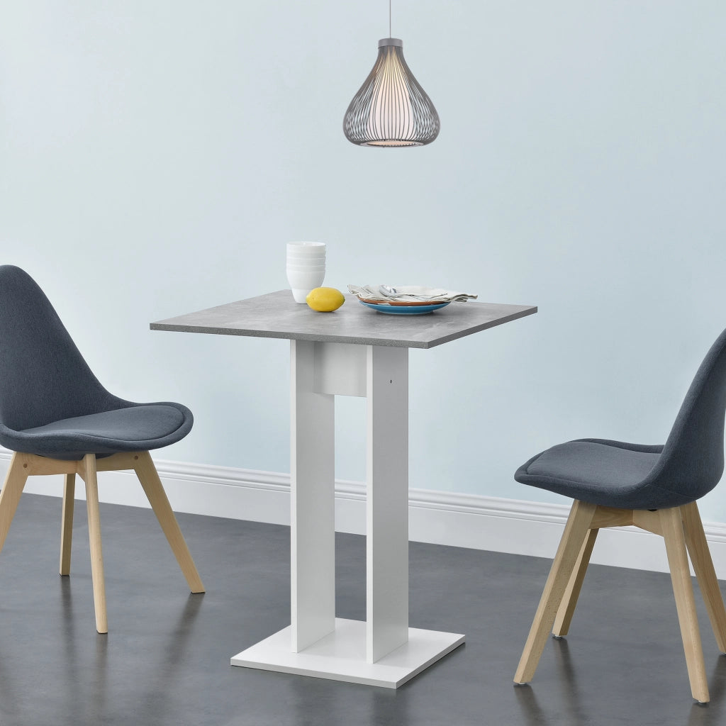 Tavolo Quadrato Lindesnes da Cucina Pranzo Bar 65 x 65 x 78 cm - Effetto Cemento / Bianco [en.casa]