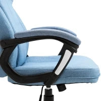 Sedia da Ufficio Girevole con Altezza Regolabile, effetto Lino, 66x75x110-120 cm, Azzurro
