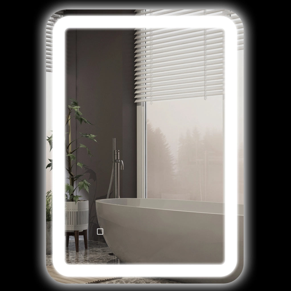 Specchio LED da bagno 50 x 70 cm argento, 3 colori, antiappannamento, memoria, IP44