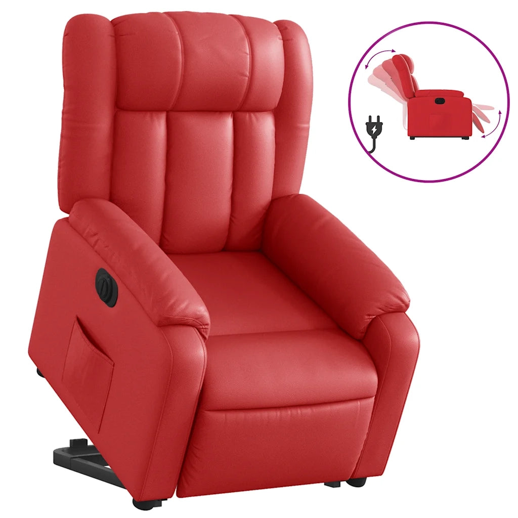 Poltrona Alzapersona Reclinabile Elettrica Rossa in Similpelle 3205283