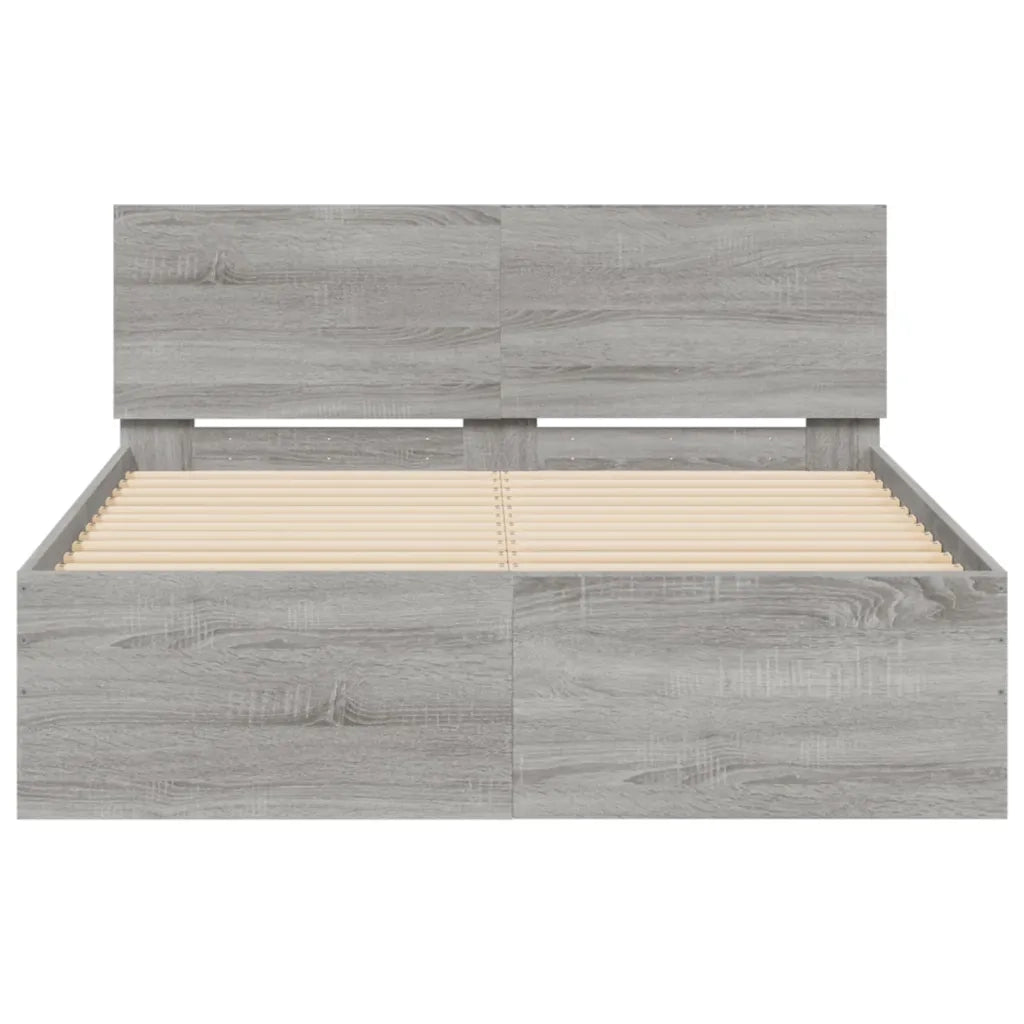 Giroletto con Testiera-Struttura Letto con testiera Grigio Sonoma 135x190 cm