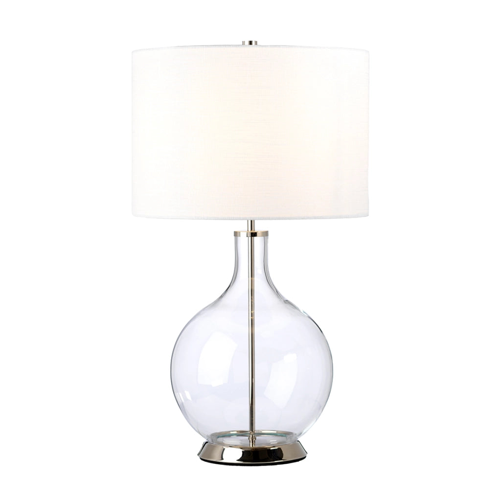 Lampada da tavolo vetro cromo paralume bianco Orb E27 Elstead