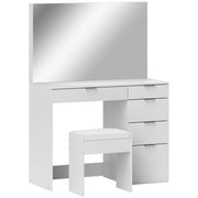 Tavolo da trucco con specchio e 5 cassetti ¨C zephmum ¨C Bianco, 97.2x44.5x136.5 cm