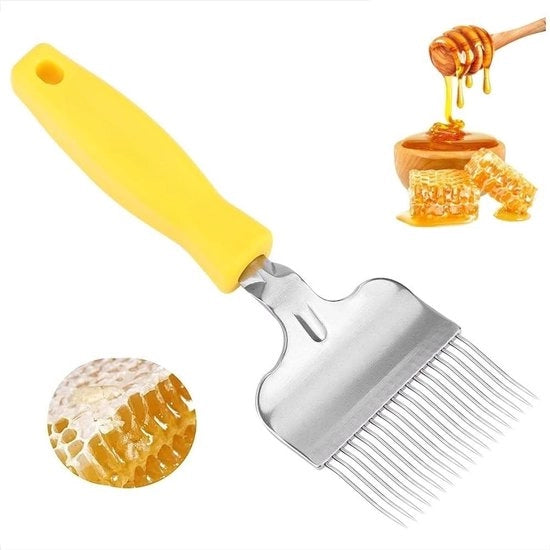 Strumento per aprire le api - Lame in acciaio inossidabile - Manico in plastica - Attrezzo per apicoltura - Spazzola per miele - Dimensioni 22 x 7 cm
