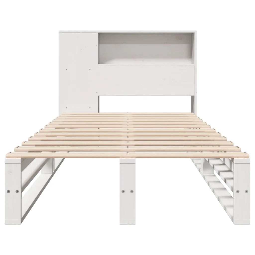 Letto Libreria senza Materasso Bianco 75x190 cm Legno Massello