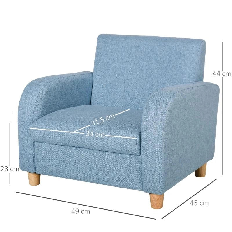POLTRONA PER BAMBINI IN TESSUTO PER CAMERETTA CON IMBOTTITURA, MAX. 65 KG, 49X45X44 CM, BLU
