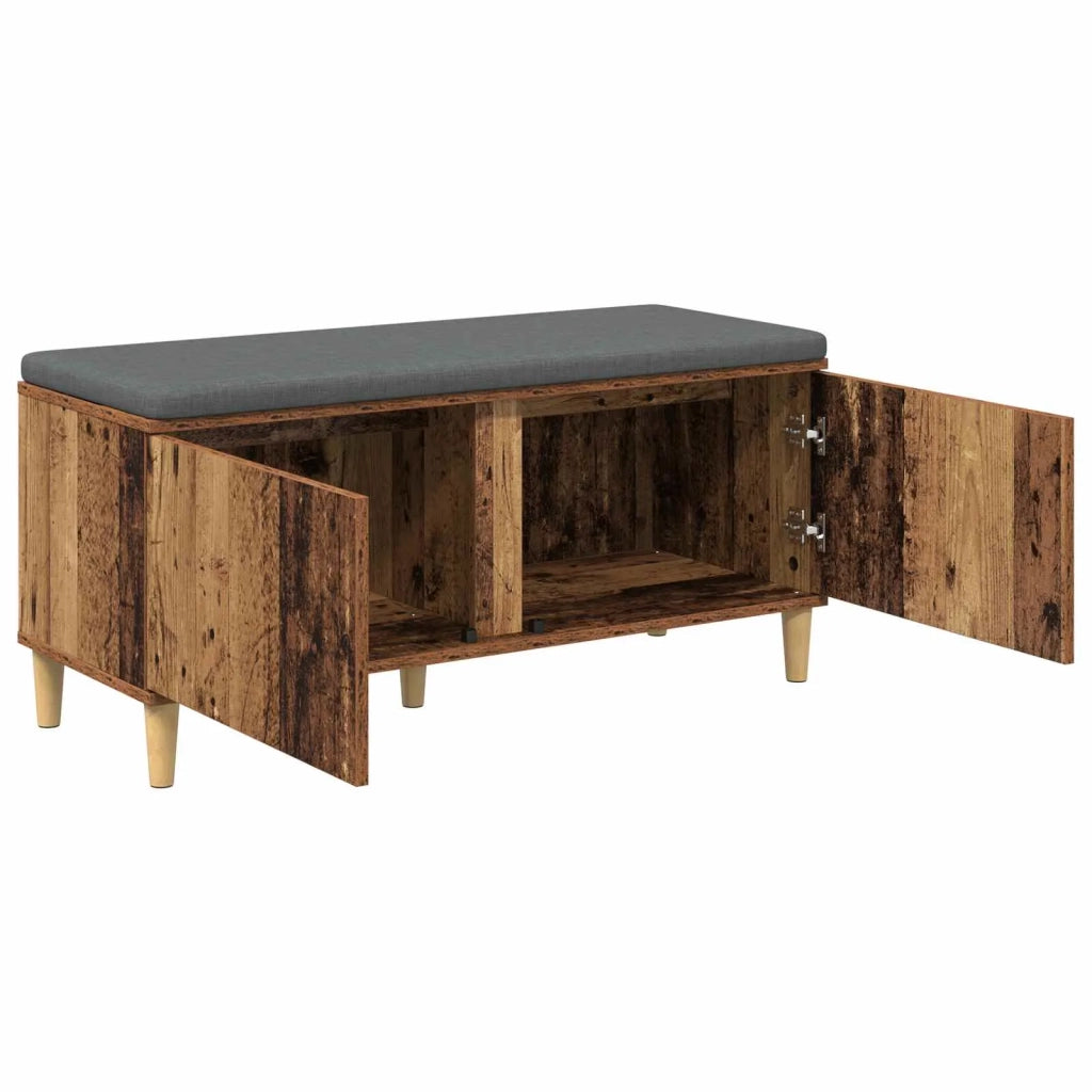 Panca per ingresso con cuscino Legno vecchio 100 x 38 x 46 cm 891542