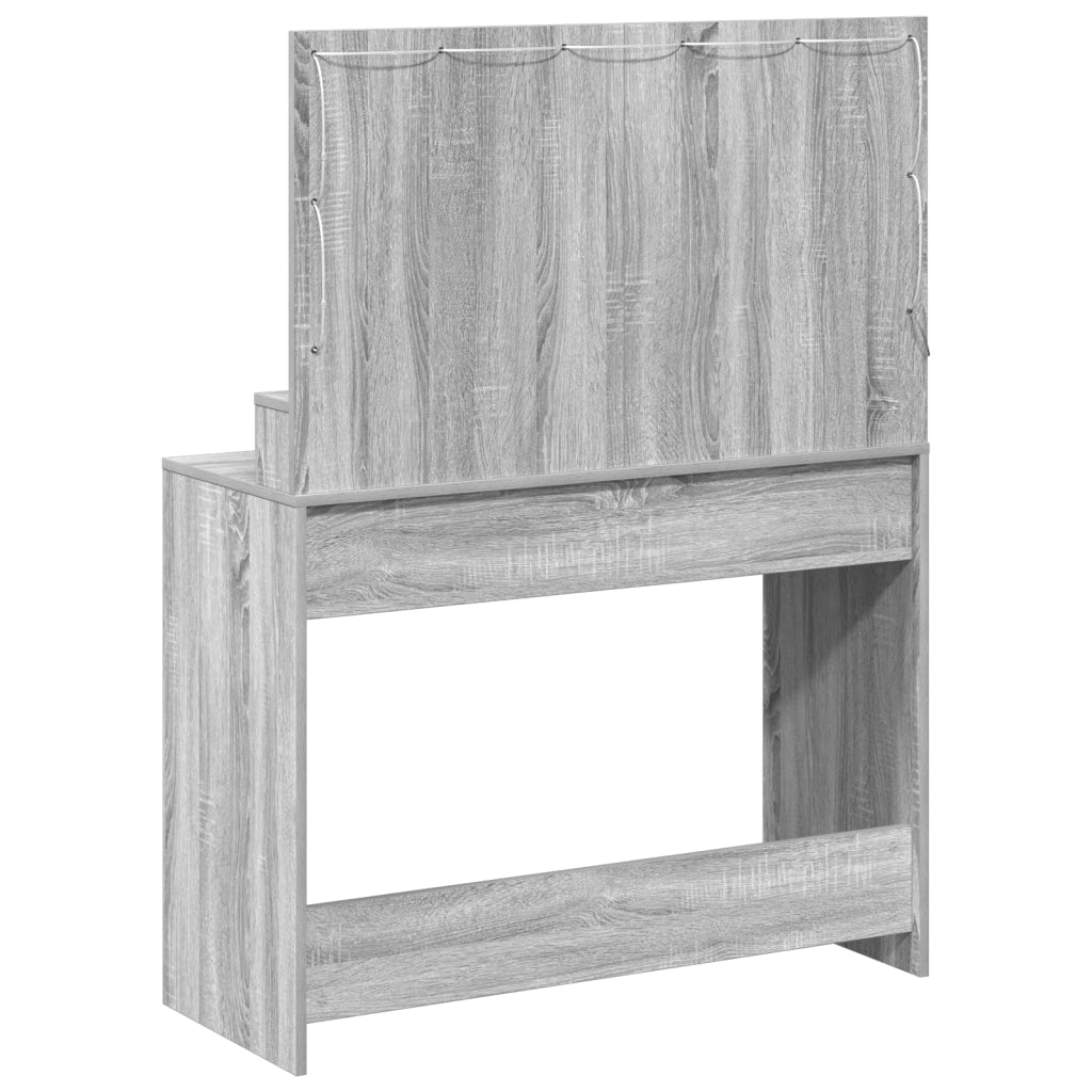 Tavolo da Trucco con Luci LED Grigio Sonoma 100x41x135 cm