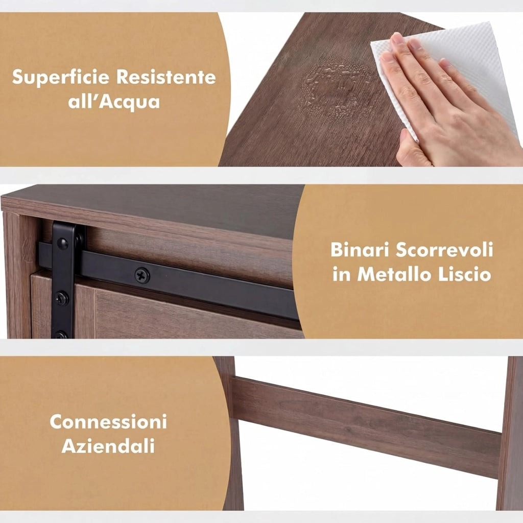 Mobile Salva Spazio Sopra WC, Organizzatore del Bagno in Legno con Porta e 3 Ripiani di Stoccaggio, per Bagno Lavanderia, 84x17x128 cm (Marrone Scuro)