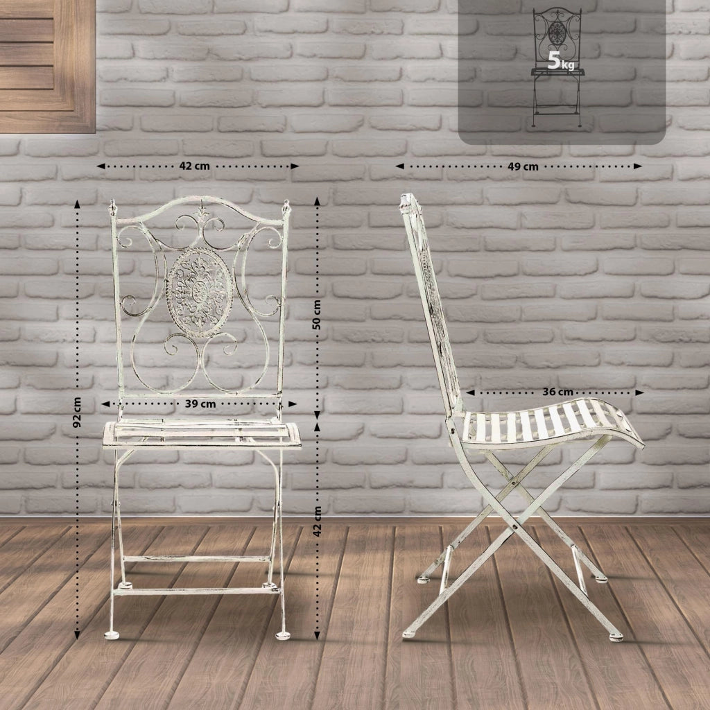 Set di 2 sedie pieghevoli Sibell bianco antico