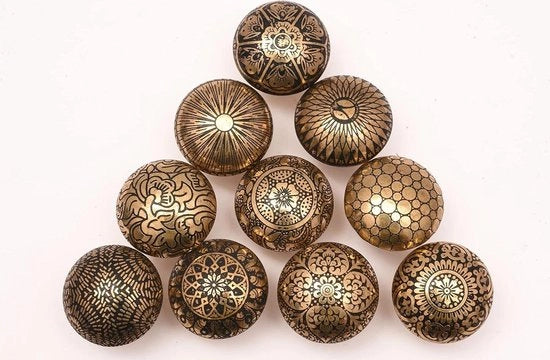 Set di 10 maniglie da cucina in ottone - maniglie da cassetto vintage con dischi in ottone per mobili - maniglie da cassetto con dischi in ottone