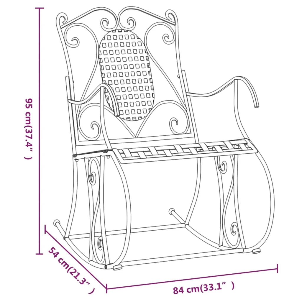 Panca da giardino mobili da esterno per patio panca a dondolo per terrazza 84 cm acciaio nero 02_0011847