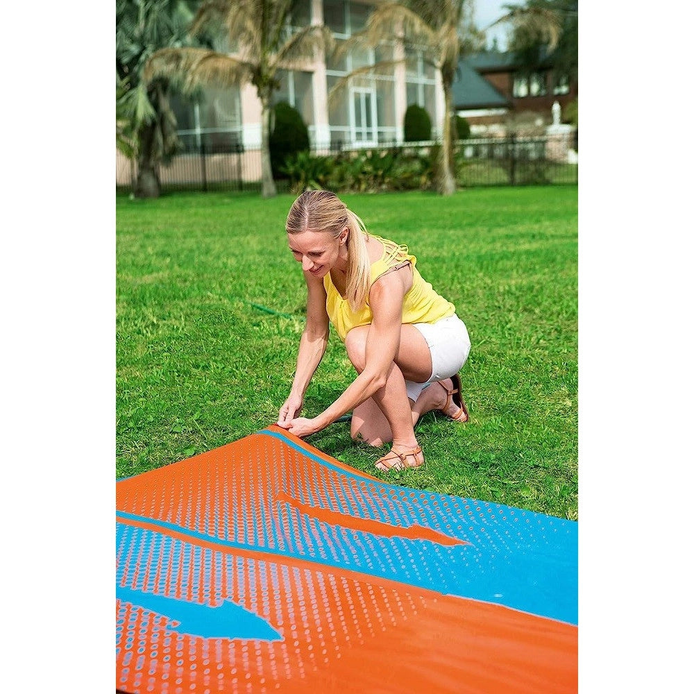 Trade Shop - Scivolo Doppio Acquascivolo Giochi Giardino Gonfiabili Con Spruzzi 488 Cm 52328 -