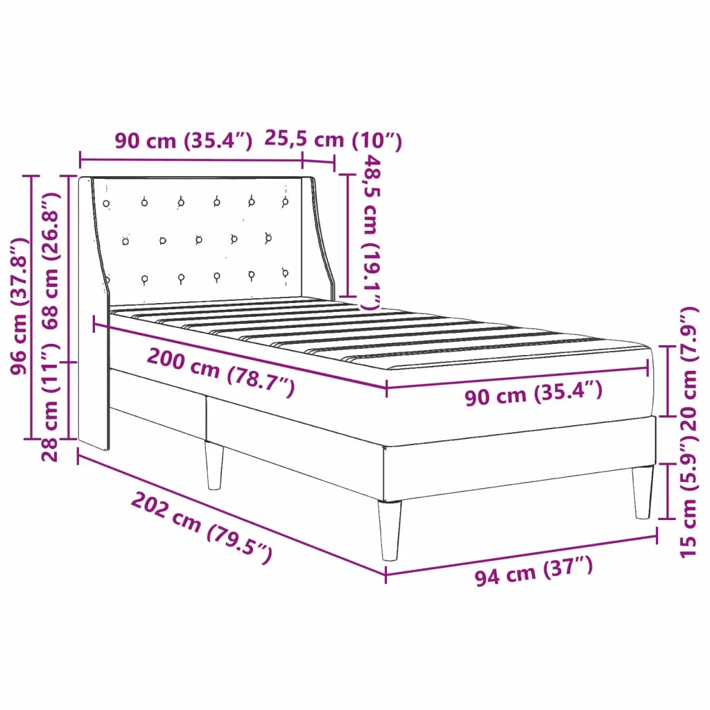 Struttura letto con materasso Rosa 90 x 200 cm Velluto