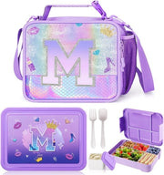 Lunchbox Isolata per Bambini - 6 Compartimenti e Besteggi - Contenitori di Lattina Resistenti ai Liquidi per Ragazze e Bambini Piccoli