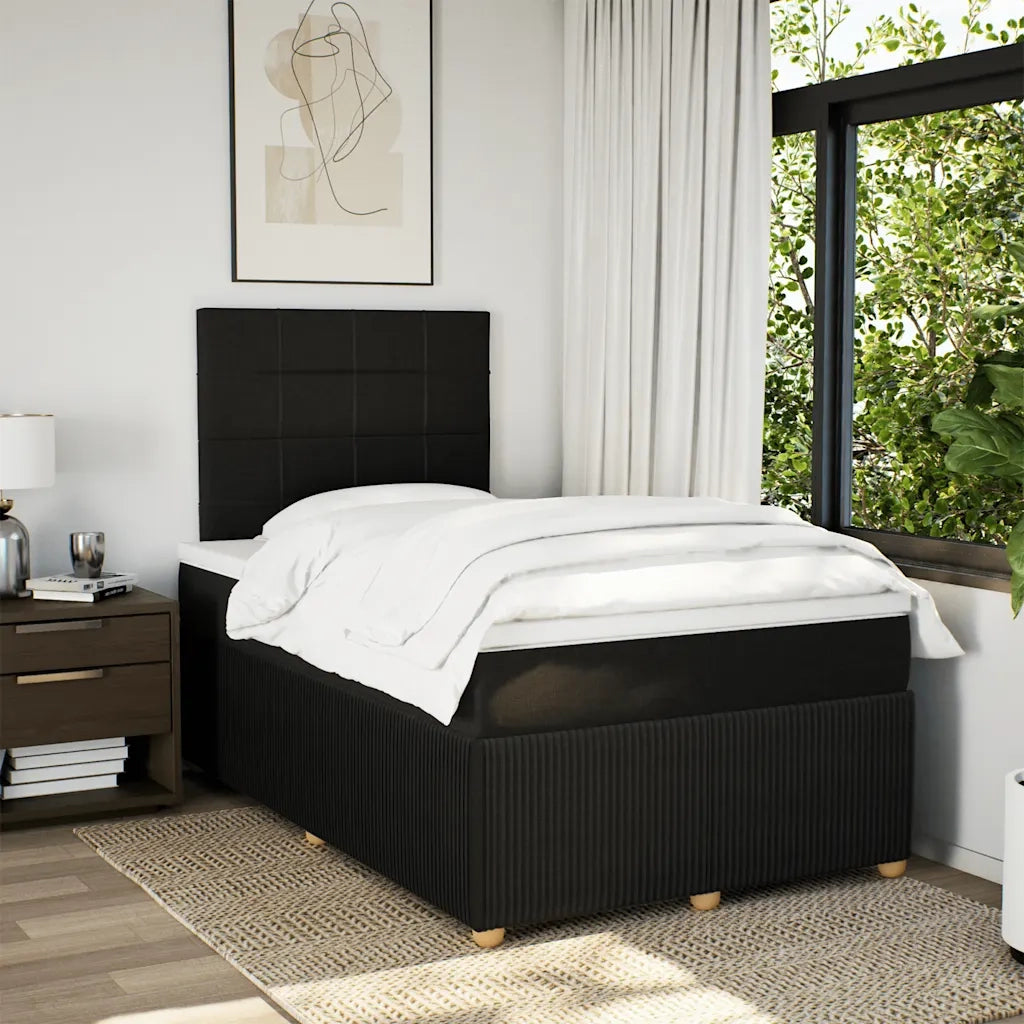 Giroletto a Molle con Materasso Nero 120x190 cm in Tessuto