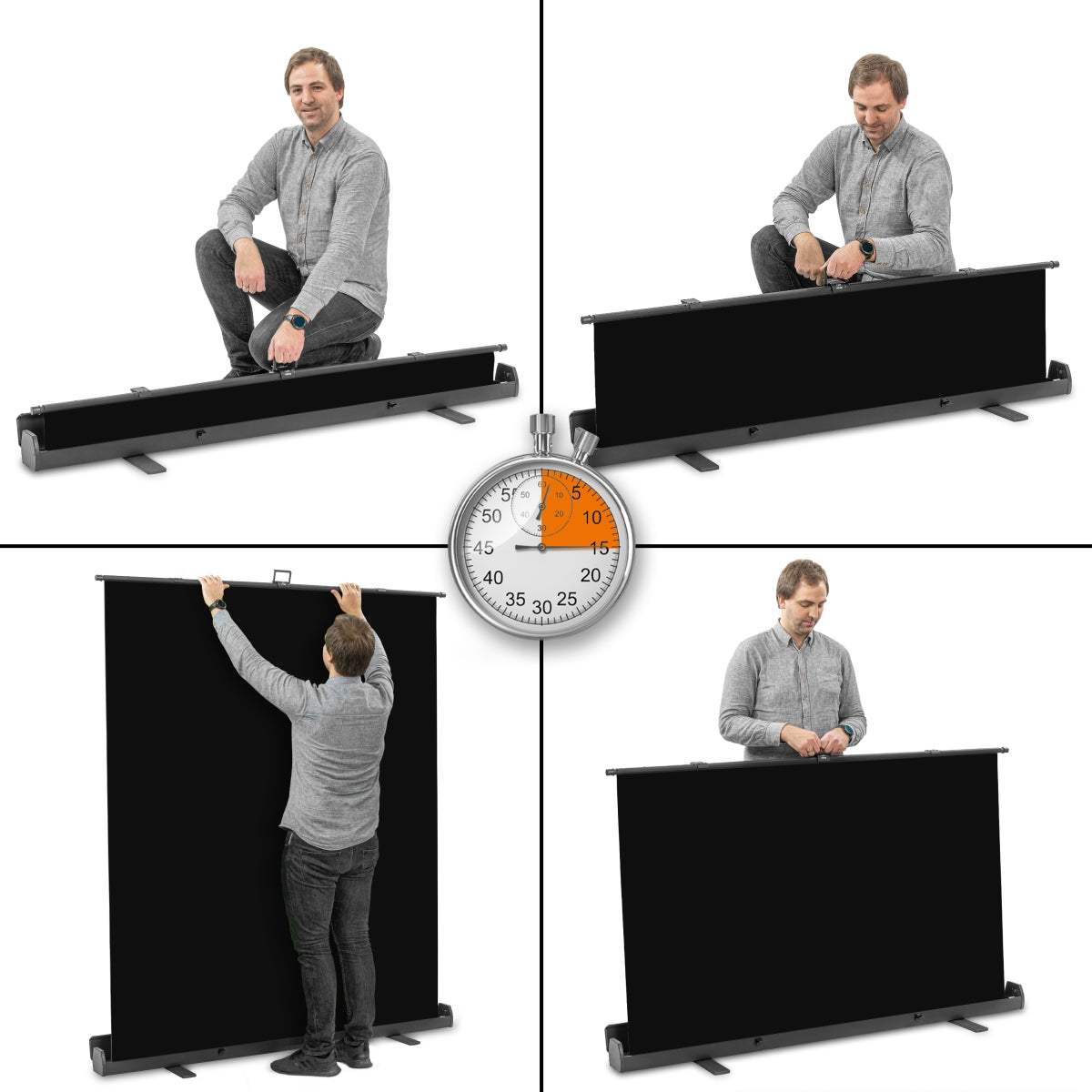 Fondale fotografico a rullo nero 165 x 220 cm, sfondo avvolgibile con supporto, sistema per studi fotografici, pannello ingualcibile ideale per fotografia low-key