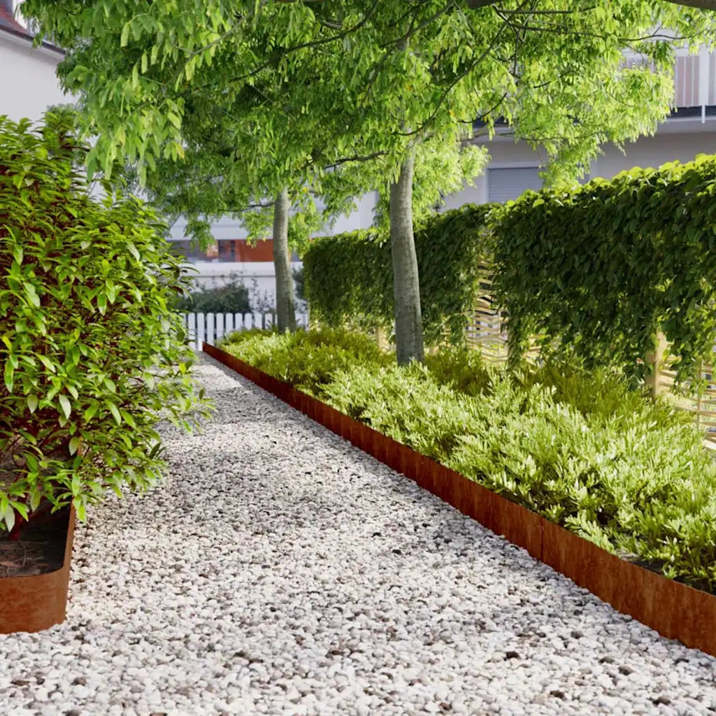 Bordure per Prato 50 pz 15x103 cm Flessibili in Acciaio Corten CFW3153695