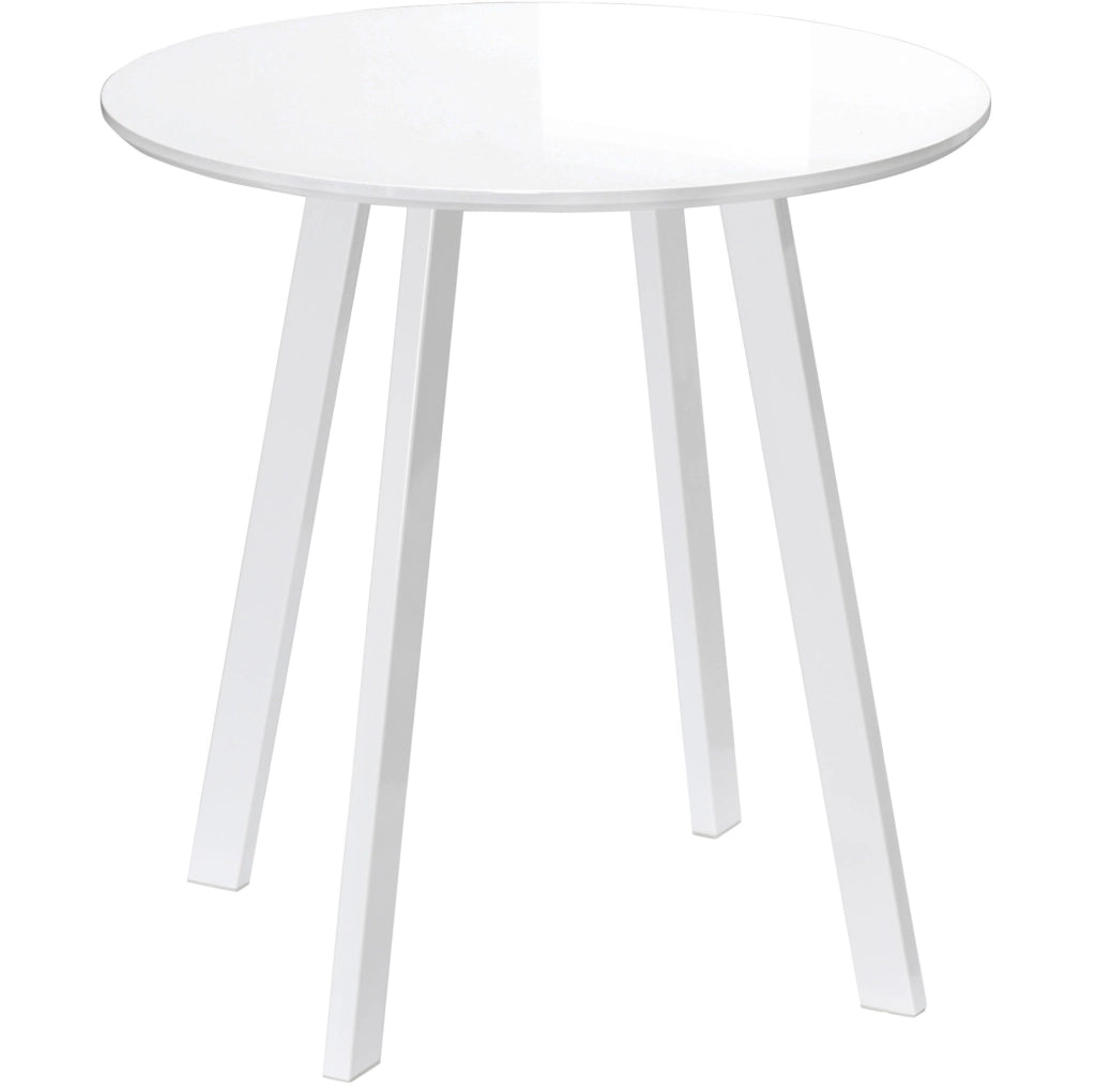 Tavolo rotondo da cucina ?72 x 75 cm in MDF bianco lucido con gambe in metallo