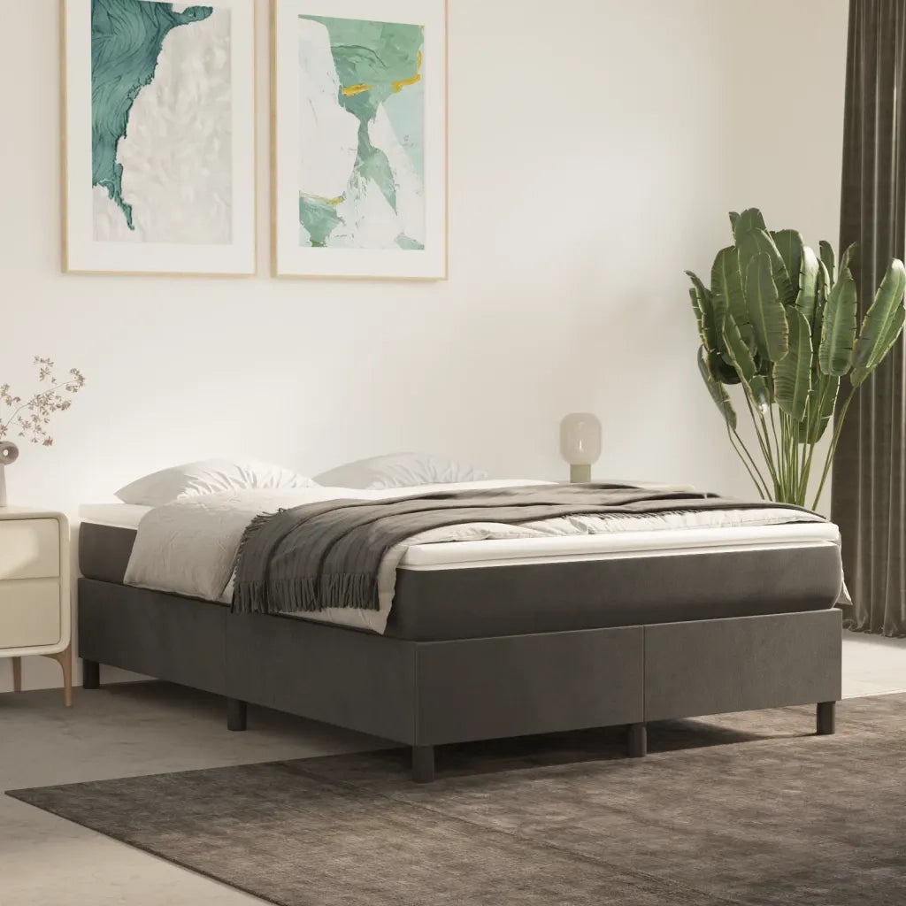 Struttura Letto a Rete a Molle Grigio Scuro 140x200 cm Velluto 3121121