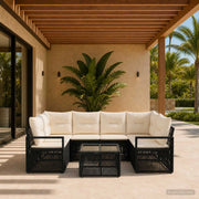 Set Divano da Giardino 7 pz Nero polyrattan 3435646