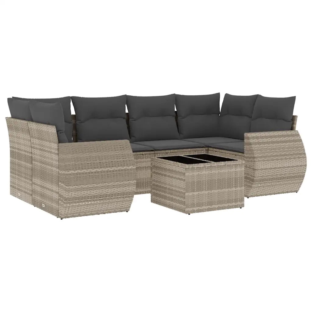 Set Divani da Giardino 7pz con Cuscini Grigio Chiaro Polyrattan 3221121