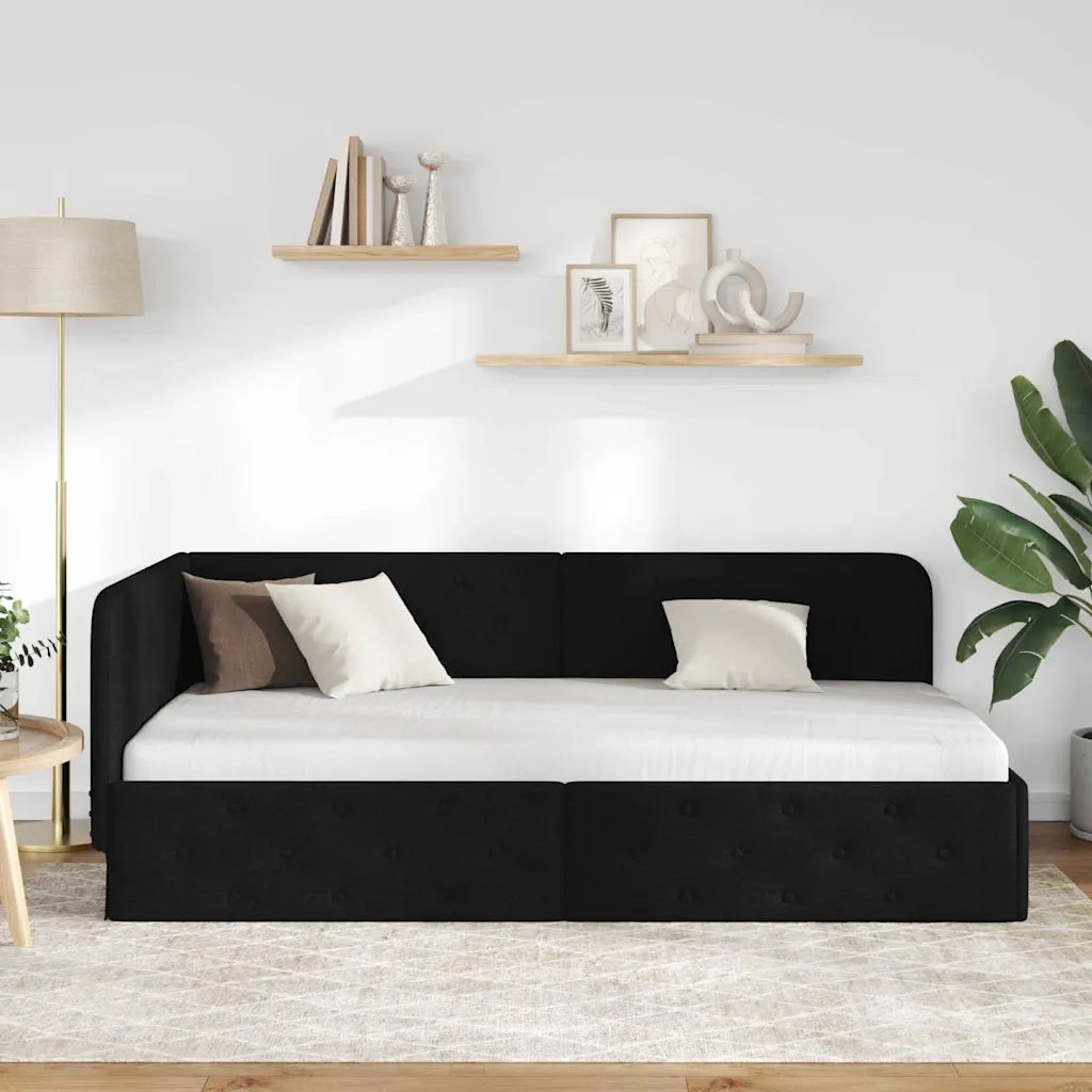 Cornice del letto ad angolo Nero 90 x 190 cm Tessuto 42016489