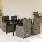 Set da Pranzo da Giardino 5 pz con Cuscini in Polyrattan Grigio 3262864