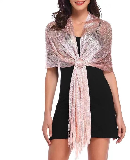 Sfaccettati scialli metallici e scialli con chiusura a spilla Scialli e scialli per donne Scialle da sera per cerimonie serali Feste Matrimoni - rosa