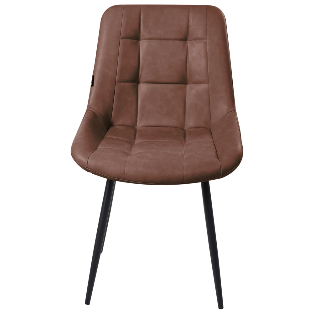 Set di 2 sedie da pranzo in ecopelle marrone dorato gambe in ferro Nero sedie moderne imbottite