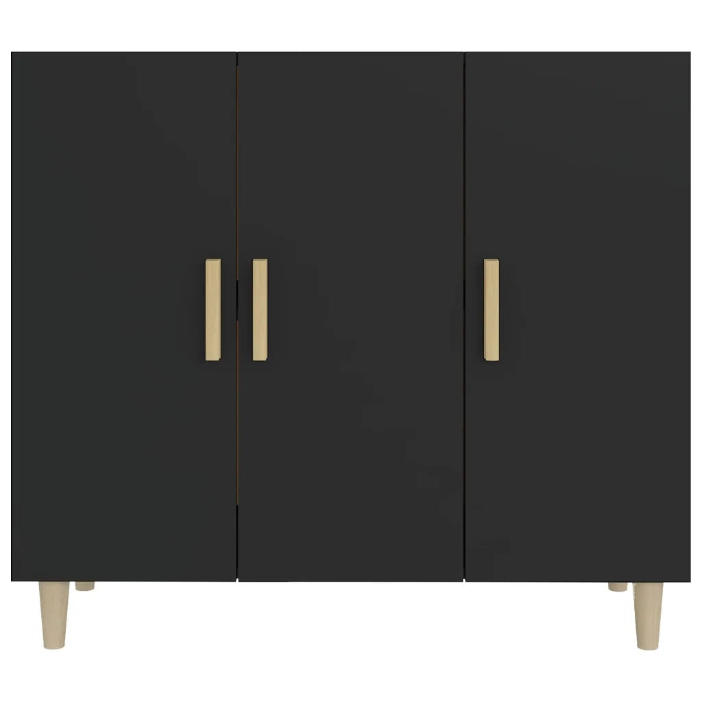 Credenza Nera 90x34x80 cm in Legno Multistrato 812493